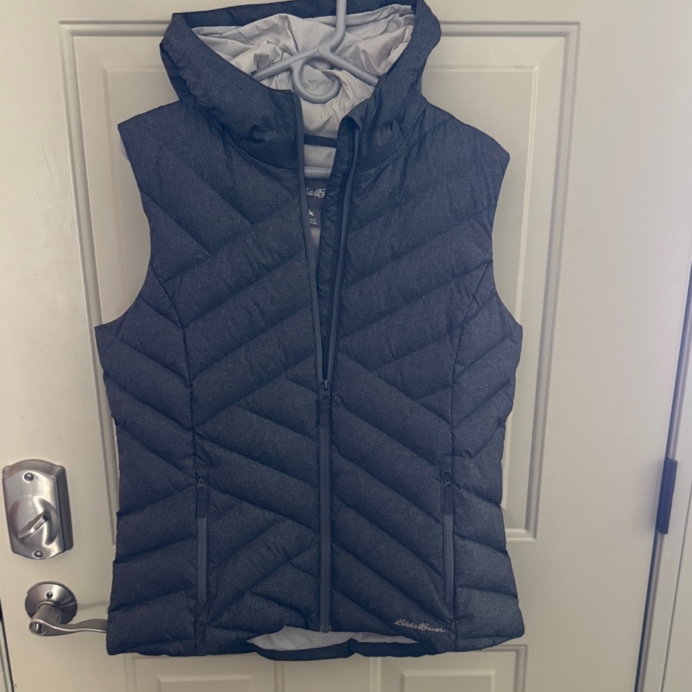 Eddie Bauer Charcoal Hooded Puffer Vest